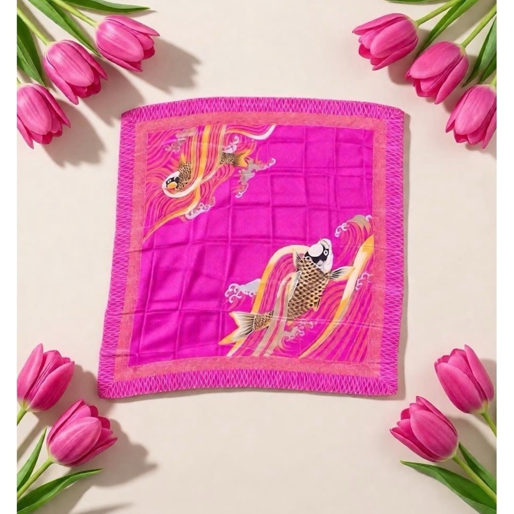 Metropolitan Museum Of Art Japanese Silk Scarf  Koi Carp Fish Fortune Prosperity